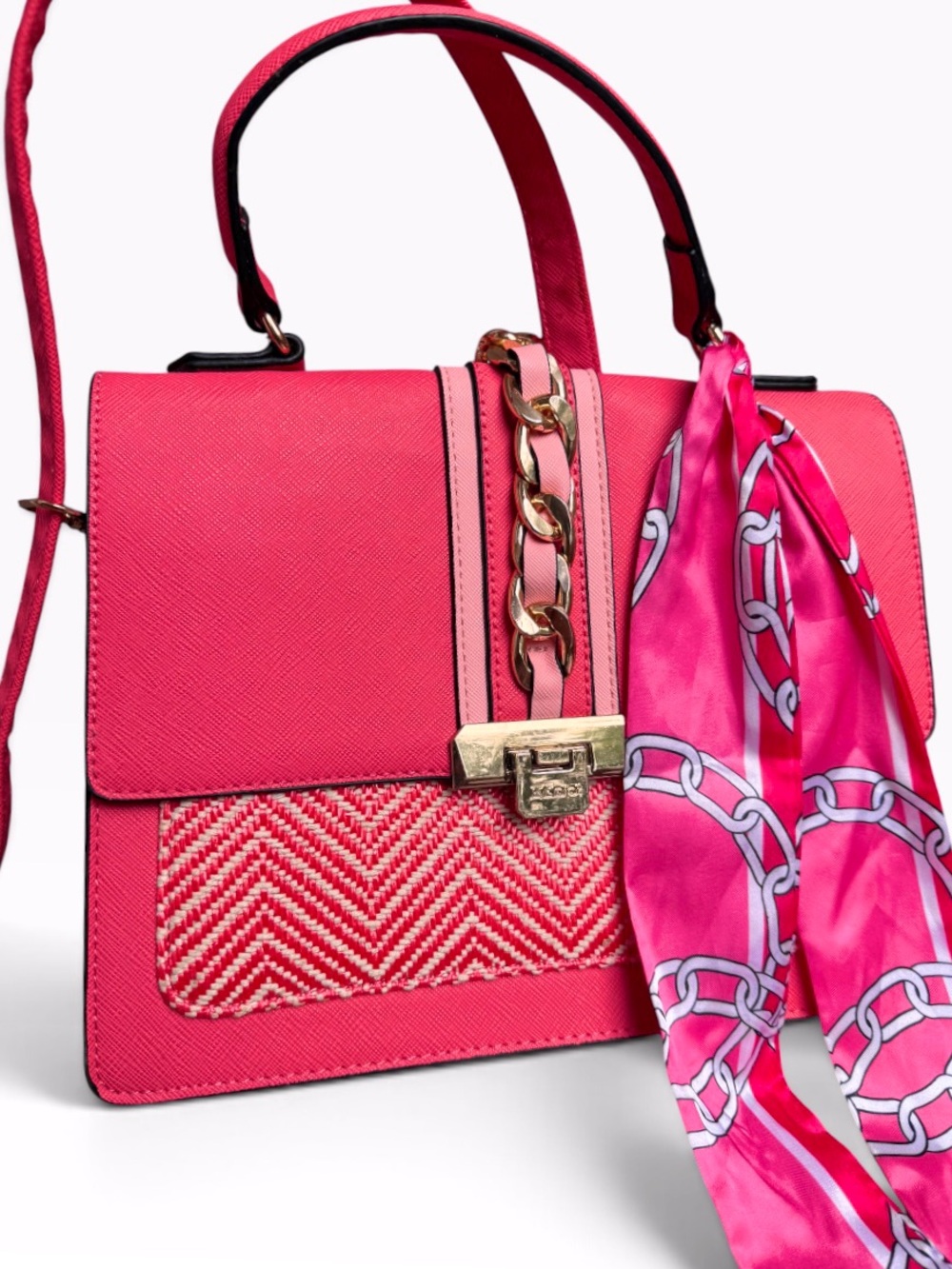 ALDO Pink Onerasean Anniebrook Medium Structured Satchel Crossbody Bag Scarf Acc